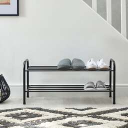 Black Metal 2 Tier Shoe Rack - thumbnail 1