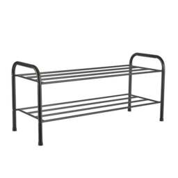 Black Metal 2 Tier Shoe Rack - thumbnail 2