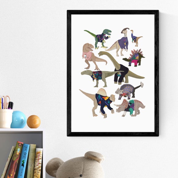 East End Prints Dinosaurs in 80s Jumpers by Hanna Melin Print - image 1