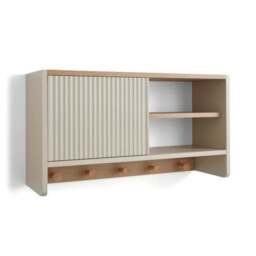 Geena Sliding Door Wall Shelf with Hooks - thumbnail 3