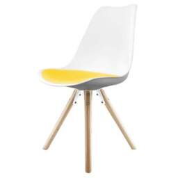 Fusion Living Soho White Plastic Dining Chair with Pyramid Legs - thumbnail 2