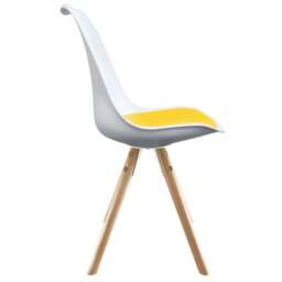 Fusion Living Soho White Plastic Dining Chair with Pyramid Legs - thumbnail 4