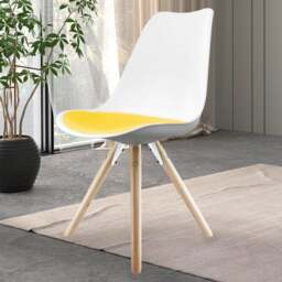 Fusion Living Soho White Plastic Dining Chair with Pyramid Legs - thumbnail 1