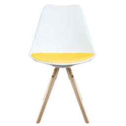 Fusion Living Soho White Plastic Dining Chair with Pyramid Legs - thumbnail 3