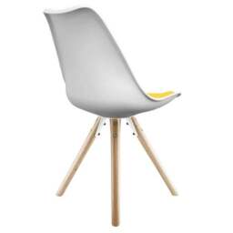 Fusion Living Soho White Plastic Dining Chair with Pyramid Legs - thumbnail 5