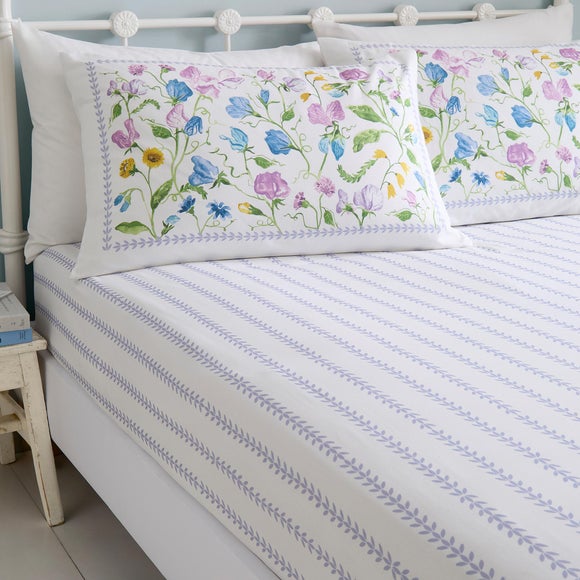 Dreams N Drapes Sweetpea Floral 100% Cotton Fitted Sheet - image 1