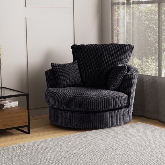 Blake Jumbo Cord Swivel Chair by Dunelm