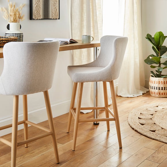 Montreal Bar Stool, Natural Fabric by Dunelm