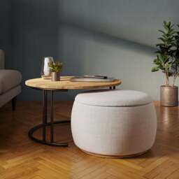 Bryant Upholstered Pouffe Coffee Table Nest - thumbnail 1