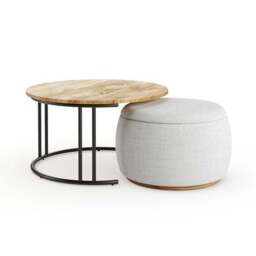 Bryant Upholstered Pouffe Coffee Table Nest - thumbnail 6