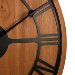 Hometime Rustic Wooden Round Wall Clock with Metal Bracket - thumbnail 2
