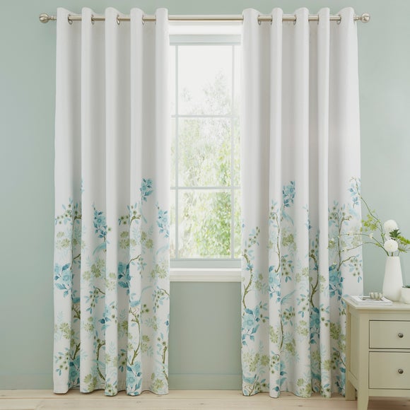 Ditsy Bird Polycotton Blackout Eyelet Curtains - image 1