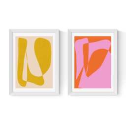 East End Prints Set of 2 Yellow and Pink Abstract by Apricot and Birch Prints - thumbnail 2