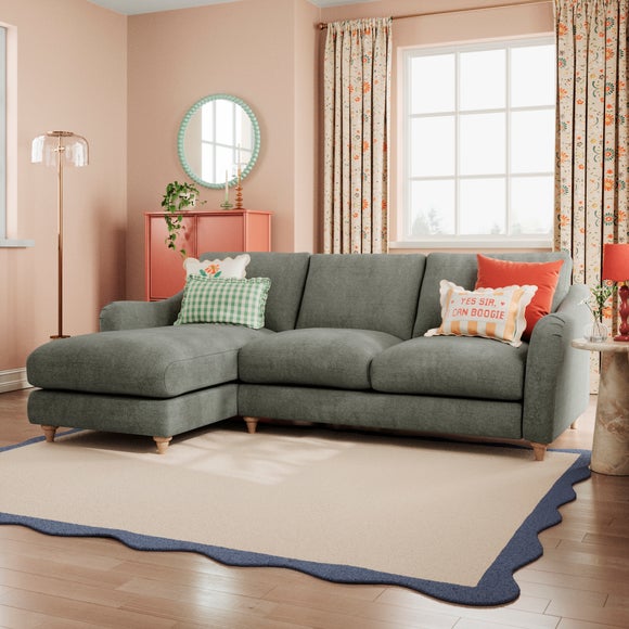 Hattie Tonal Plush Chenille Corner Chaise Sofa - image 1