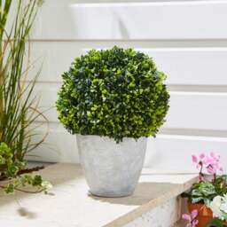 Artificial Round Topiary Tree in Grey Plant Pot - thumbnail 1