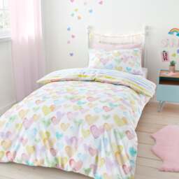 Rainbow Hearts Duvet Cover and Pillowcase Set - thumbnail 1