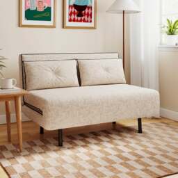 Phoebe Woven Contrast Piped Small Double 2 Seater Sofa Bed