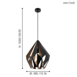 EGLO Carlton Art Deco Geometric Pendant Light - thumbnail 4
