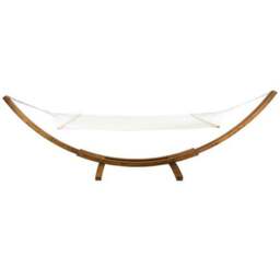 Extra Large Wooden Hammock With Arc Stand Cream Canvas - thumbnail 4