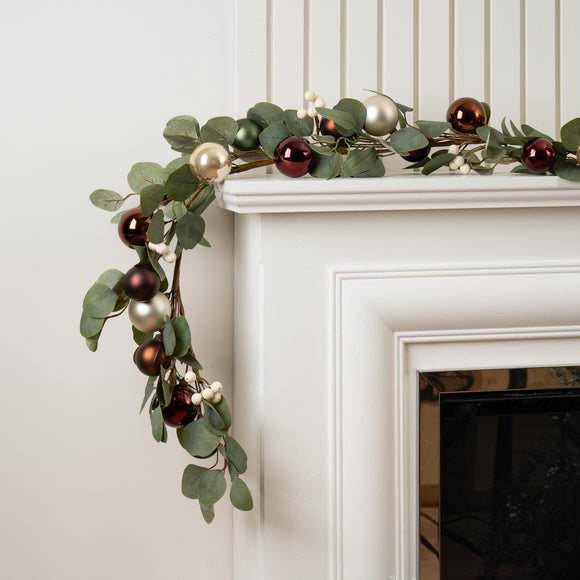6ft Artificial Garland with Baubles & White Berries - image 1