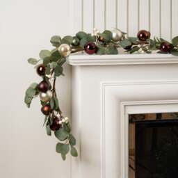6ft Artificial Garland with Baubles & White Berries