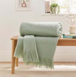 Faux Mohair Throw Blanket 235cm x 235cm by Dunelm