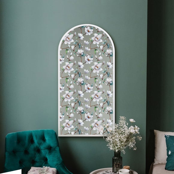 Typis Arched White Floral Wall Mirror - image 1