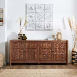 Theodore Extra Wide Sideboard, Mango Wood - thumbnail 1