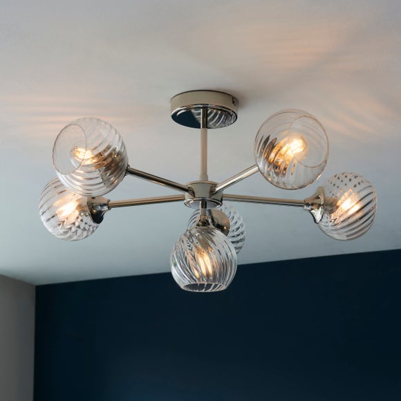 Vogue Asher Art Deco 6 Light Semi Flush Ceiling Light - image 1