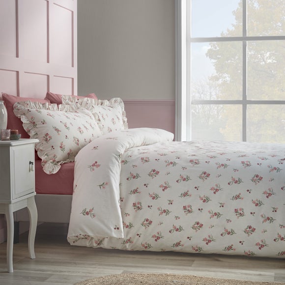 Catherine Lansfield Ditsy Floral 100% Brushed Cotton Duvet Cover & Pillowcase Set - image 1