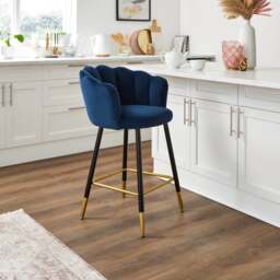 Vivian Counter Height Bar Stool, Velvet - thumbnail 1