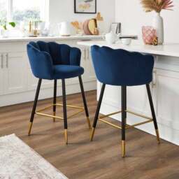 Vivian Counter Height Bar Stool, Velvet - thumbnail 2
