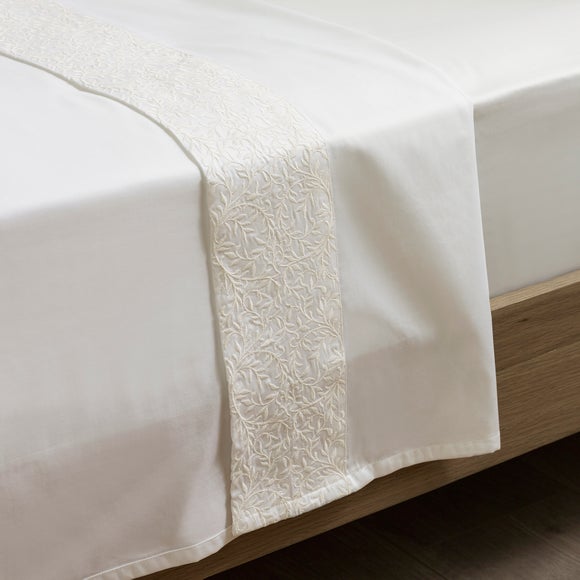 Dorma Elmley Embroidered 100% Cotton Flat Sheet - image 1
