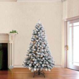 6ft Pre-lit 200 LED Snowy Oxford Pine Christmas Tree - thumbnail 2