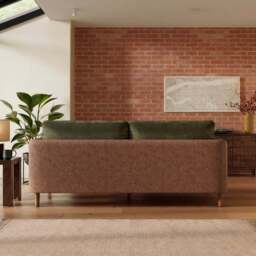 Max Combo Salvage Mix Faux Leather & Chenille 3 Seater Sofa - thumbnail 3