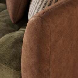Max Combo Salvage Mix Faux Leather & Chenille 3 Seater Sofa - thumbnail 4