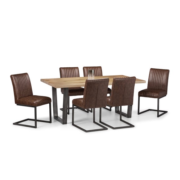 Brooklyn 6 Seater Rectangular Dining Table with 6 Chairs, Solid Oak - image 1
