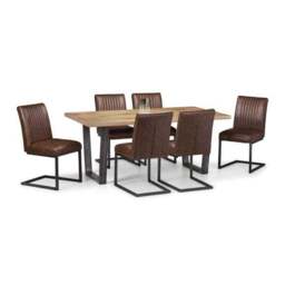 Brooklyn 6 Seater Rectangular Dining Table with 6 Chairs, Solid Oak - thumbnail 2
