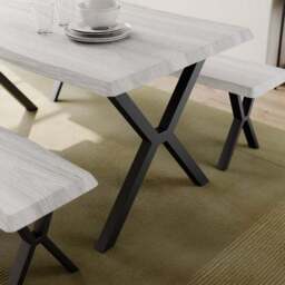 Ezra II 6 Seater Rectangular Dining Table with 2 Benches - thumbnail 4