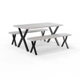 Ezra II 6 Seater Rectangular Dining Table with 2 Benches - thumbnail 5