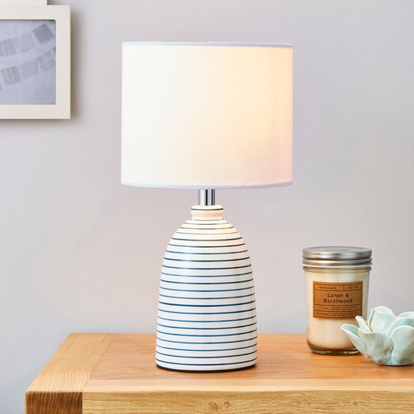 Tenby Ceramic White and Blue Table Lamp - image 1