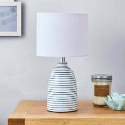 Tenby Ceramic White and Blue Table Lamp - thumbnail 2