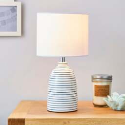 Tenby Ceramic White and Blue Table Lamp - thumbnail 1