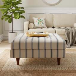 Zoe Folkstone Stripe Square Storage Footstool - thumbnail 1