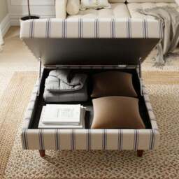 Zoe Folkstone Stripe Square Storage Footstool - thumbnail 3