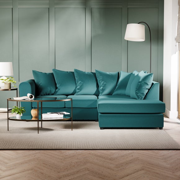 Return - Blake Curved Arm Opulent Velvet Right Hand Corner Chaise Sofa, Teal
