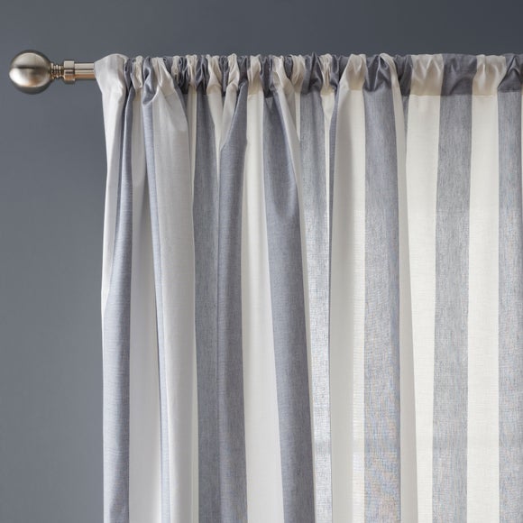 Beatrice Woven Stripe 100% Cotton Unlined Slot Top Curtains - image 1