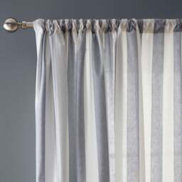 Beatrice Woven Stripe 100% Cotton Unlined Slot Top Curtains - thumbnail 1