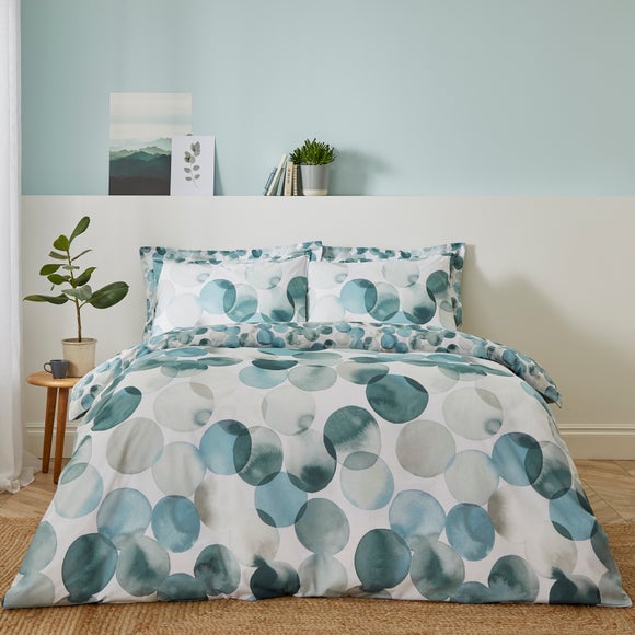 Watercolour Circles Teal Duvet Cover and Pillowcase Set - image 1