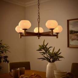 Hartford Alabaster 5 Light Semi Flush Ceiling Light - thumbnail 2